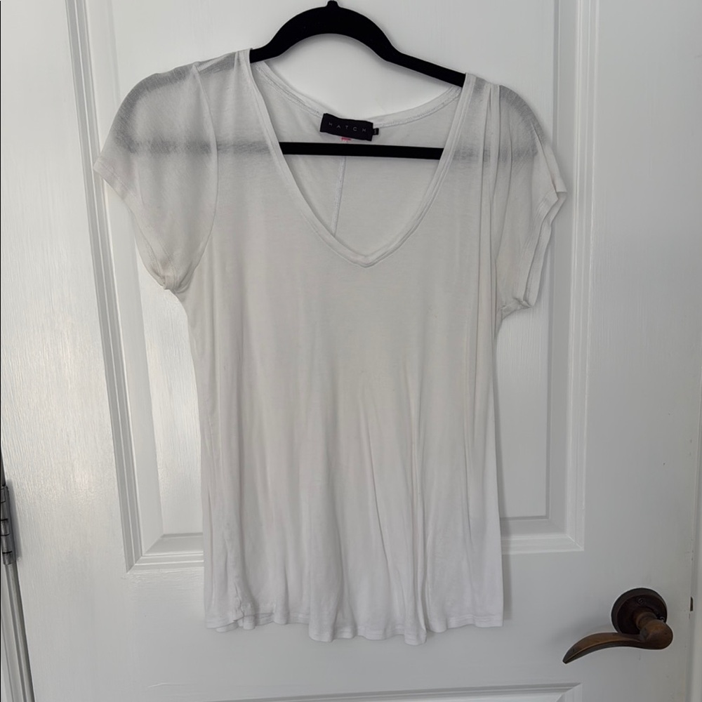 Hatch White Short Sleeve v neck T-Shirt